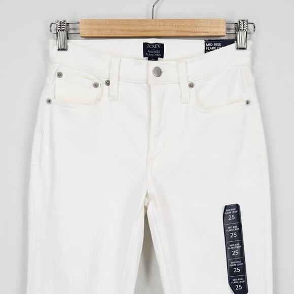 NWT J. Crew Factory Mid-Rise Flare Crop Signature Stretch Denim White Size 25 - Picture 3 of 9